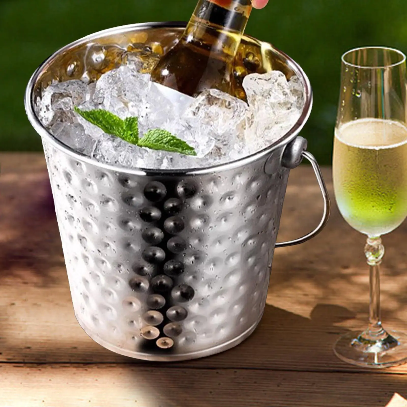 Ice Bucket with Handles Drink Chiller Wine Beverage Bucket for Picnic Party Hotel Bar Drinks Cooling Decorative Champagne