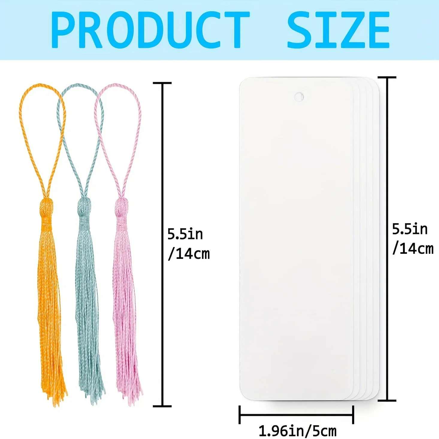 Blank Bookmarks 50pcs with Colorful Tassels DIY Hanging Making Accessories