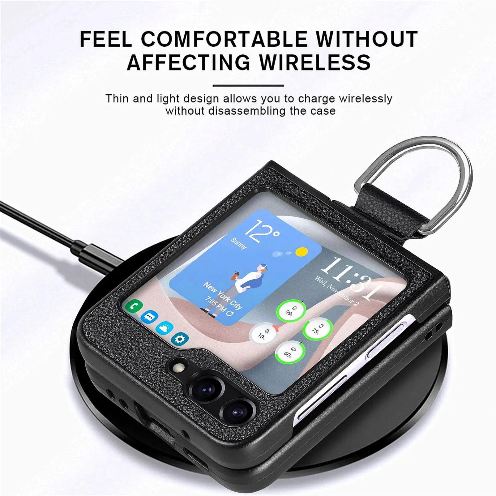 Anti-Slip Ring Holder Leather Cover for Samsung Galaxy Z Flip 7 FE 5G Flip4 Flip6 Flip7 Flip 6 5 3 4 Flip3 Flip5 Phone Case 3