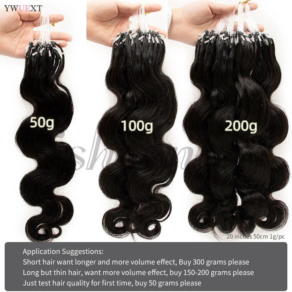 Body Wave Micro Loop Ring Human Hair Extensions 12-26 inches Brazilian Remy Micro Link Hair 50pcs For Black Women Fashion