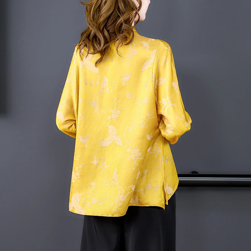 Bluelea silky jacquard blouse イエロー　レモン Bluelea silky jacquard blouse イエロー レモン Bluelea silky