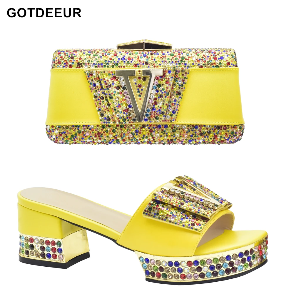 

Fashion Africa Shoe and Bags Set Italian Shoes and Bag Matching Set Platform Heels Plus Size Shoes Luxury Rhinestone Women Pumps