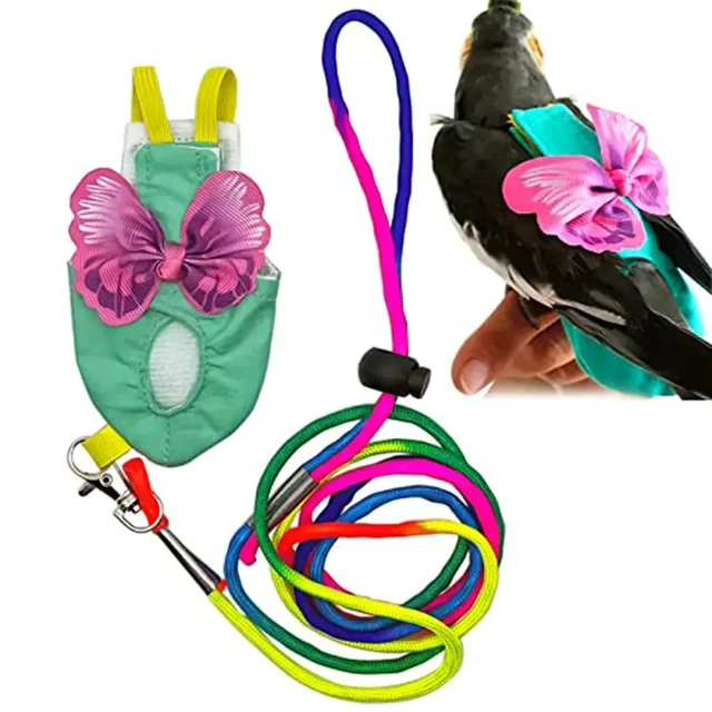 Parrot Bird Harness Leash Flying Traction Straps Pet Bird Diaper Flight Suit Clothes Adjustable Anti-bite Training Rope set