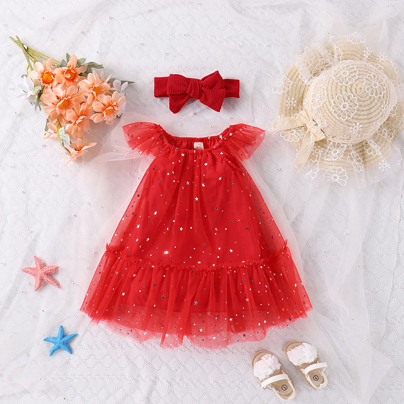 

Listenwind 6M-5Y Toddler Girls 2Pcs Outfits Christmas Sequins Tulle Tutu Dress and Headband for Party Summer Clothes