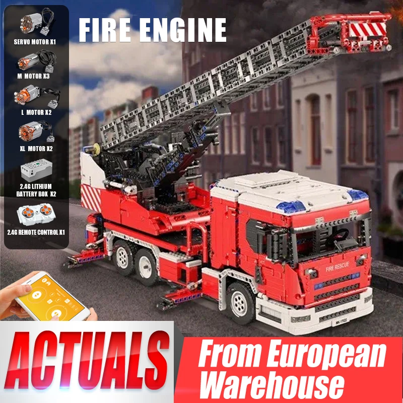 Mold King 17022 Technical Car Toys Moc-60361 Motorizzata Scania L Fire Ladder Truck Kit Model Blocks Mattoni Bambini Regali Di Natale