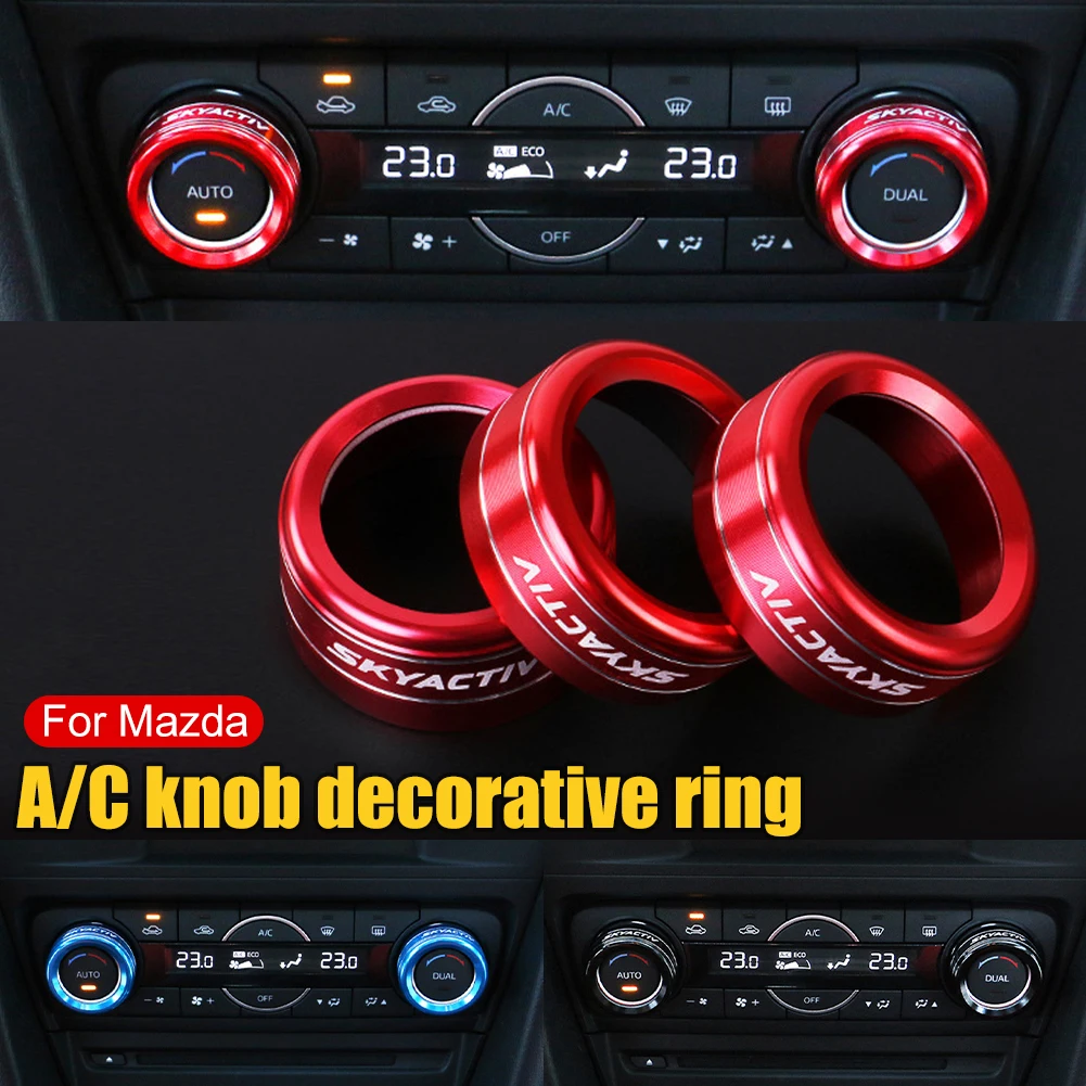 

Car Air Conditioning Knob Decorative Cover Ring Adjust Multi-Media Knob Trim Cover Aluminum For Mazda CX4 Artez 18 CX-5 Axela 19