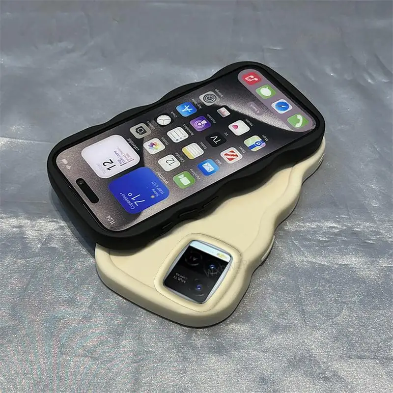 Solid Color Wave Silicone Shock-Absorbing Phone Case
