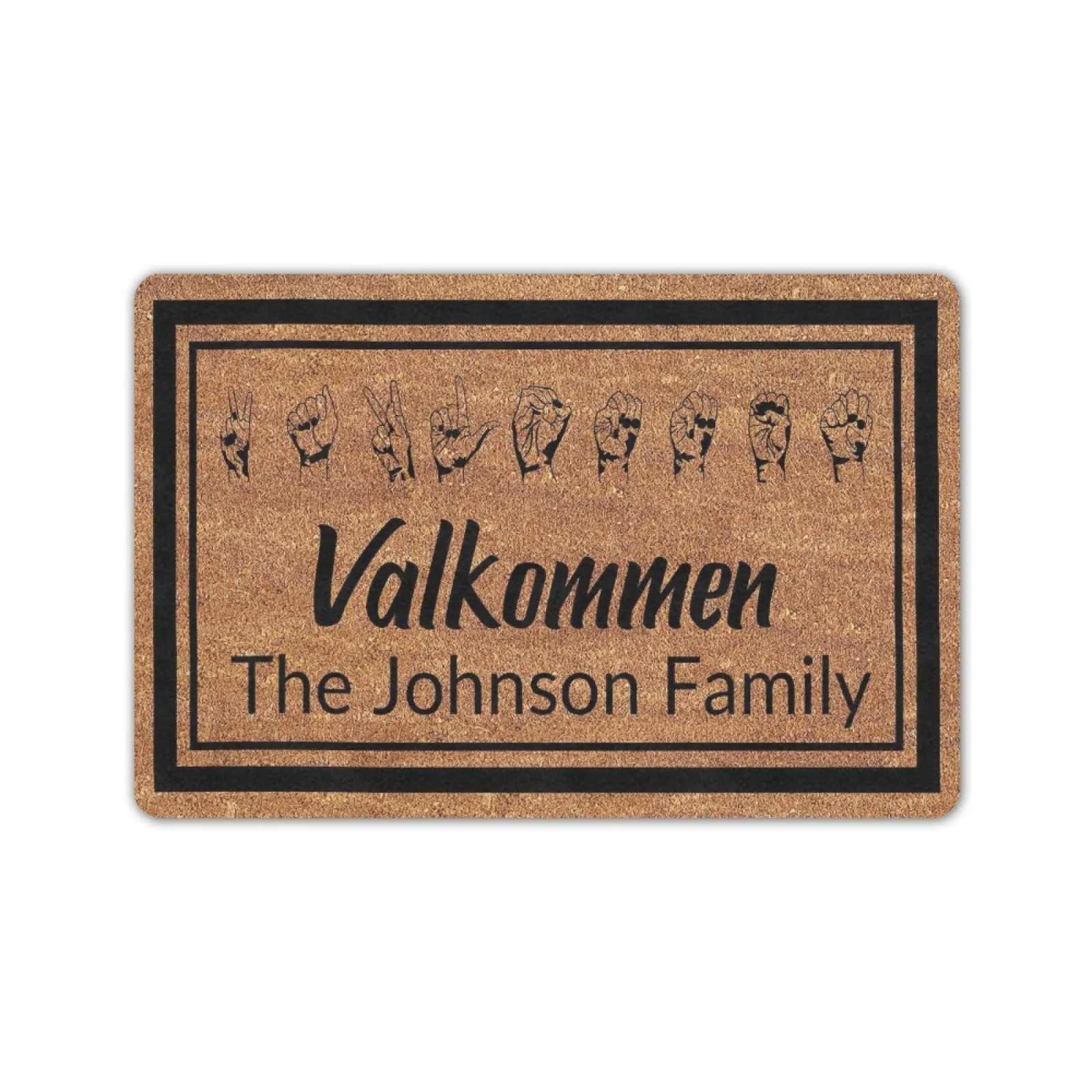 

Valkommen ASL Doormat Personalized Customize Indoor Outdoor Entrance Floor Mat Funny Welcome Housewarming Decorative Rug Rubber