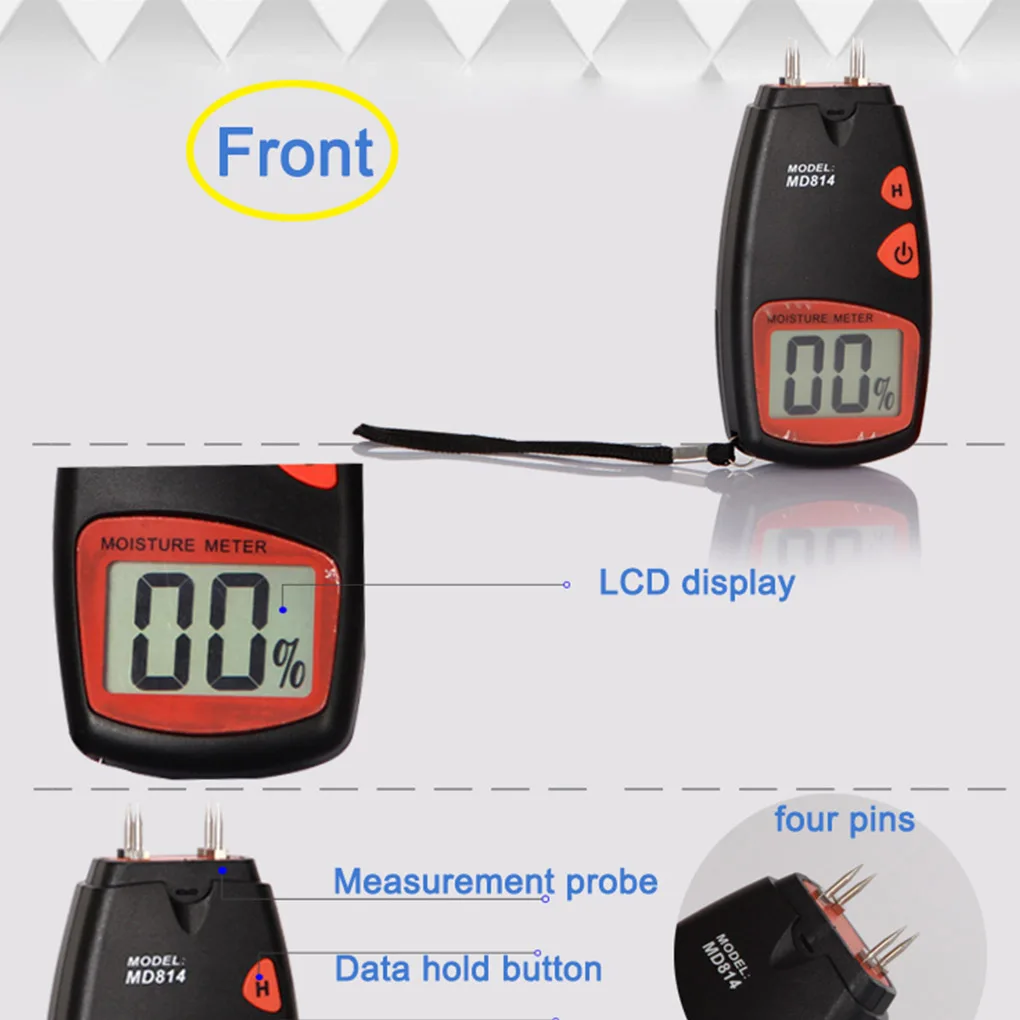 

Wood Block Log Moisture Tester Portable Digital LCD Display Wood Humidity Measuring Device Battery Not Included