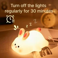 New LED Touch USB Rechargeable Silicone Rabbit Night Light Indoor Atmosphere Light Suitable for Children's Toys Christmas Gifts 3