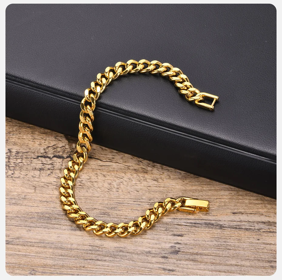 Vnox 7/9 mm kubanische Kettenarmbänder für Männer und Frauen, wasserdichtes Edelstahl-Gliederkettenarmband, 19/21 cm Länge, klassischer Schmuck – Detail 5