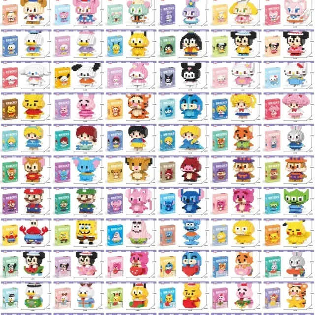 Disney 108 Style Stitch LinaBell Hello Kitty Building Blocks Princess Cartoon Figrues Bricks Children's Assembly Toys Model Gift 5