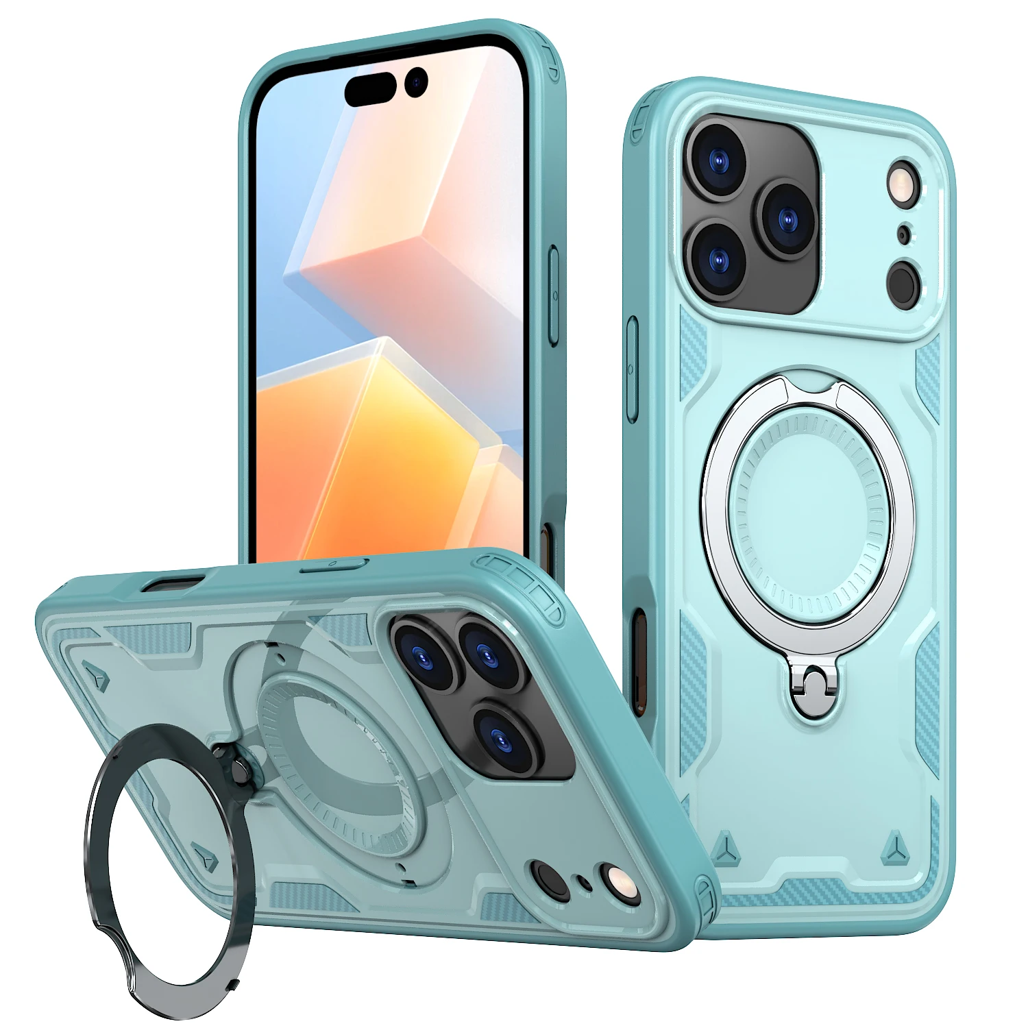 Rotating Ring Holder Magnetic Charging Phone Case with Durable Plastic Hard Shell