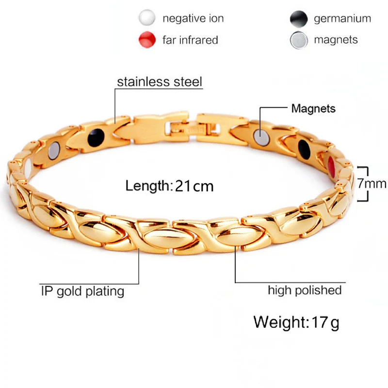 Men Women Cross Magnetic Bracelets Titanium Steel Bracelet with Magnets Adjustable Length Magnetic Field Therapy Drop Shipping