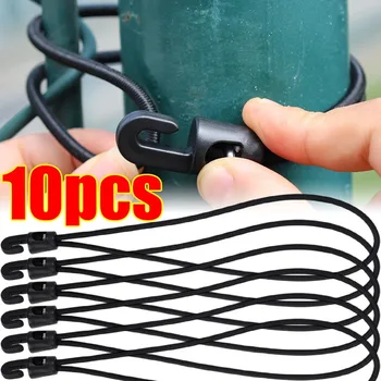 1-10 Pcs Bungee Cord with Hooks 10/15/25cm High Elasticity Expander with Hooks Rubber Tensioner with Hooks for Camping Tarpaulin