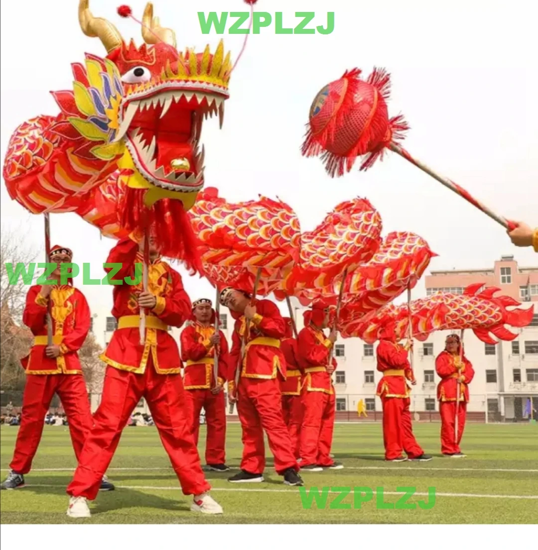 Adult 14m  Dragon Dance Costume Silk 4 Players size 4 Outdoor Chinese New Year Game Sports Toys Event  Festival