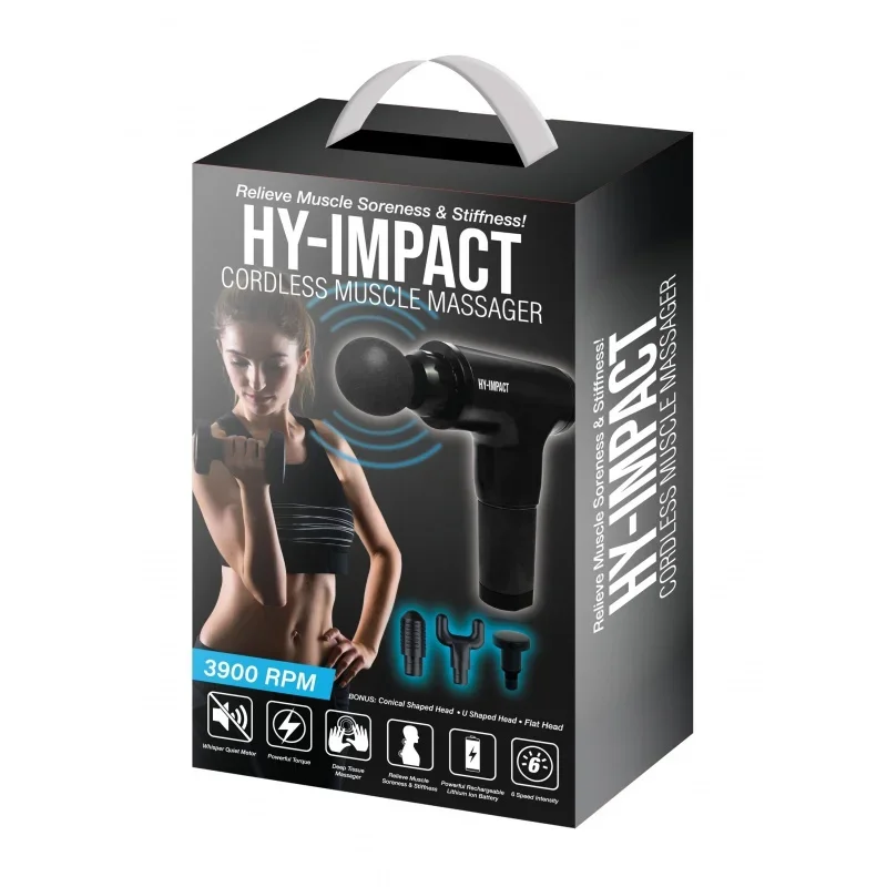 

HY-IMPACT Deep Tissue Cordless Muscle Massager with Four Interchangeable Massaging Heads