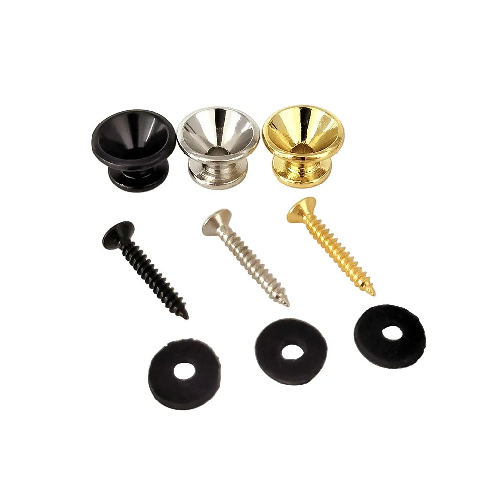 2pcs/lot Metal Guitar Button Electric Bass Strap Locking Pegs Metal End Ukulele Buckle Lock Pins Guitar Accessories