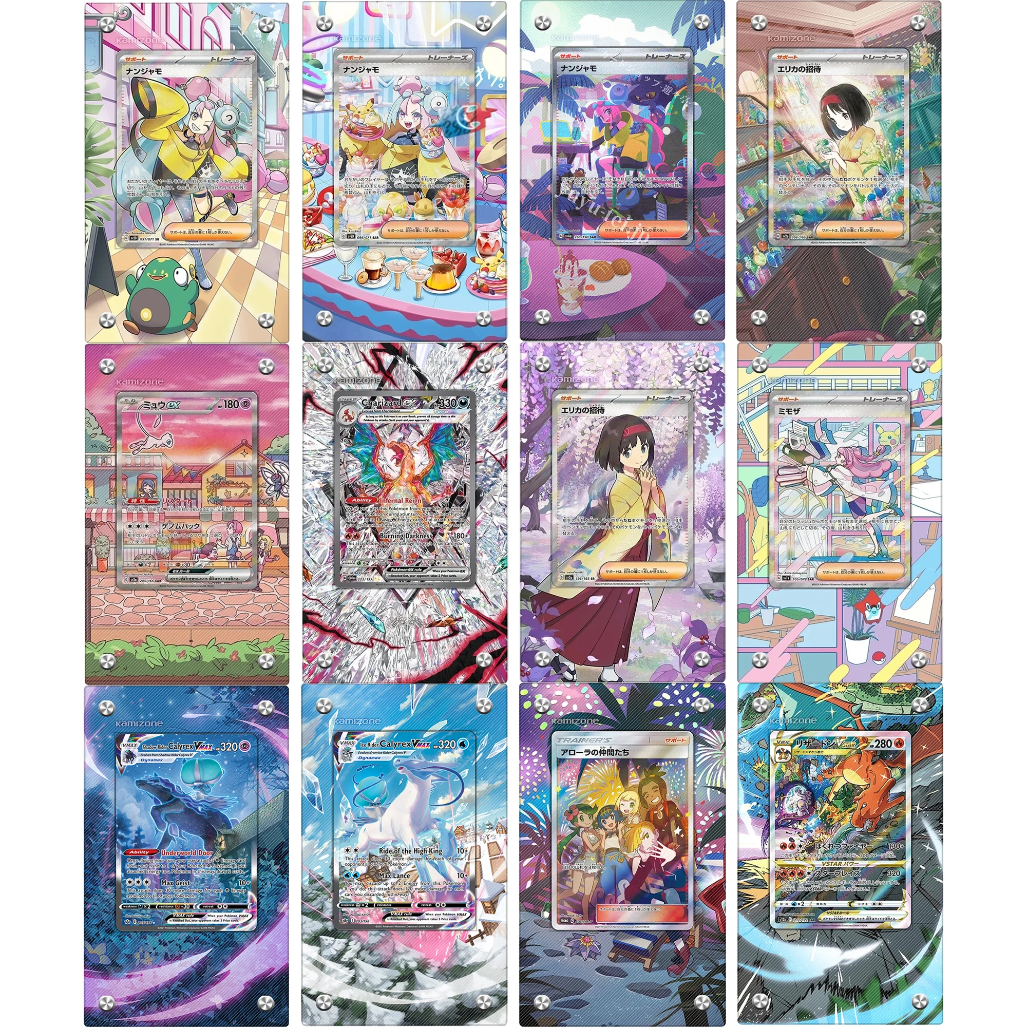 

Pokemon Display Stand Charizard Mew Iono Lillie Marnie Erika Acrylic Card Brick Photo Frame PTCG Gift Toy Not Include Cards