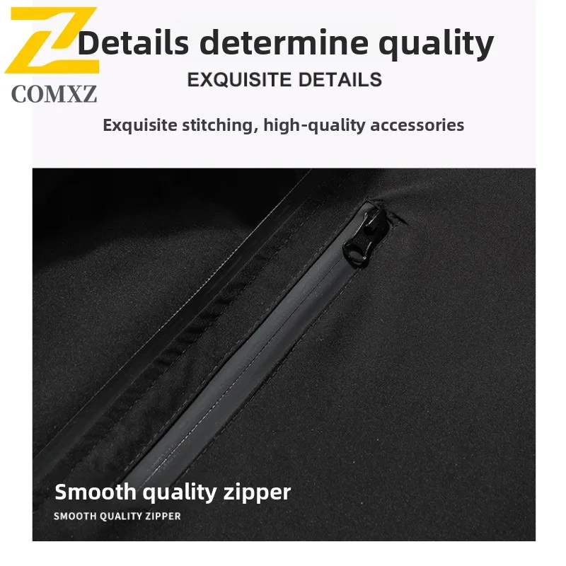 COMXZ Couple Color Block Double Sided Wear Loose Fit Waterproof Hooded Windbreaker 2025 Spring Autumn Casual outdoor Jacket Coat