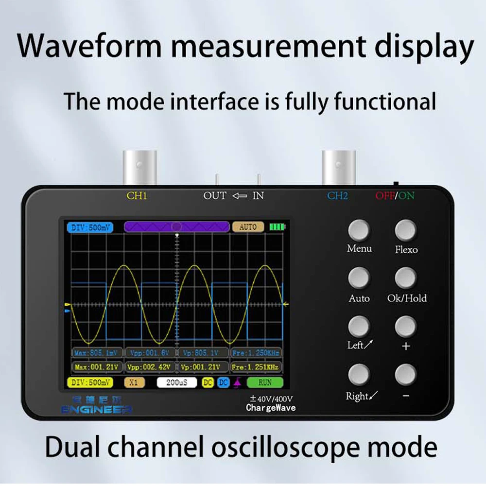 Dual-channel Digital Oscilloscope 10M Analogue Bandwidth 50M Sampling Rate Lissajous Patterns 6A Current Waveform Oscilloscope digital oscilloscope