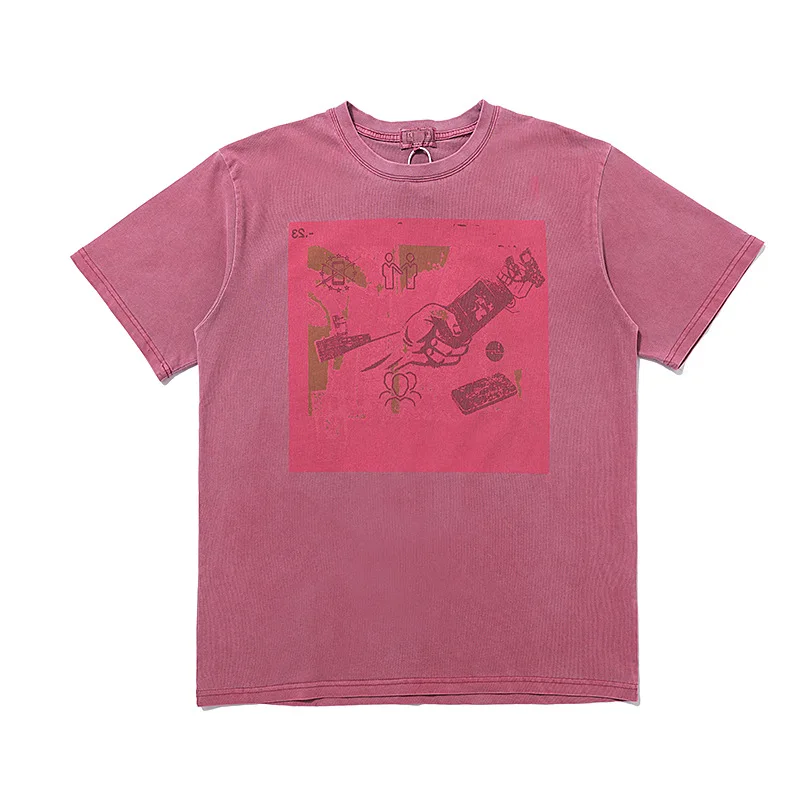 

CAVEMPT C.E T-shirt Men Women 1:1 Hand Hold Mobile Phone Pattern T-shirt Wash Water Batik C.E Clothes
