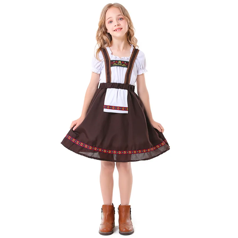 

Платье для девочек, пивной фестиваль, Dirndl блузка, женская одежда, коричневая красивая одежда, Альпийский детский традиционный баварский наряд