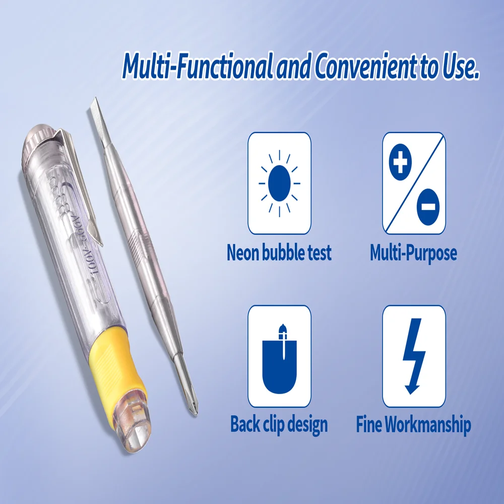Superbat Replacement 2-function Electric Test Pen Slotted&Phillips Tip Screwdriver Electrify Voltage Detector 100-500V 138mm