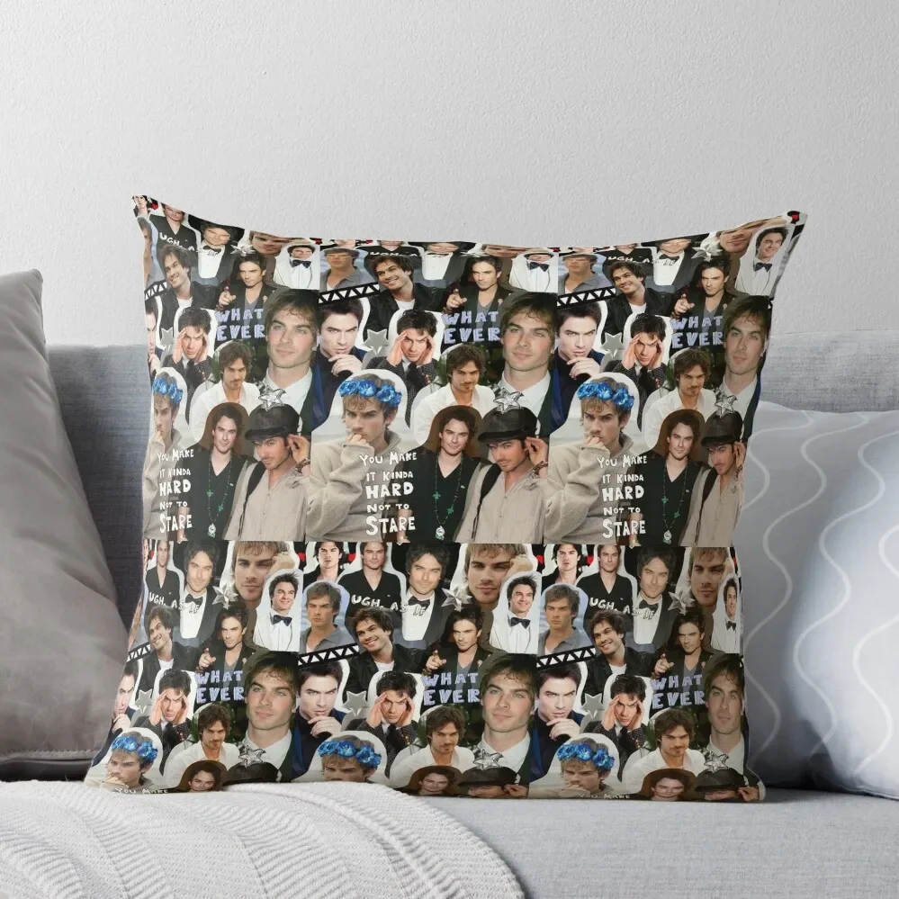 

damon salvatore collage Throw Pillow Christmas Pillow Covers christmas decorations for home 2024