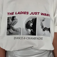 Mode européenne américaine lettre impression graphique femmes t-shirt 90s Design Y2K Hip Hop haute rue à manches courtes Couple hauts 5
