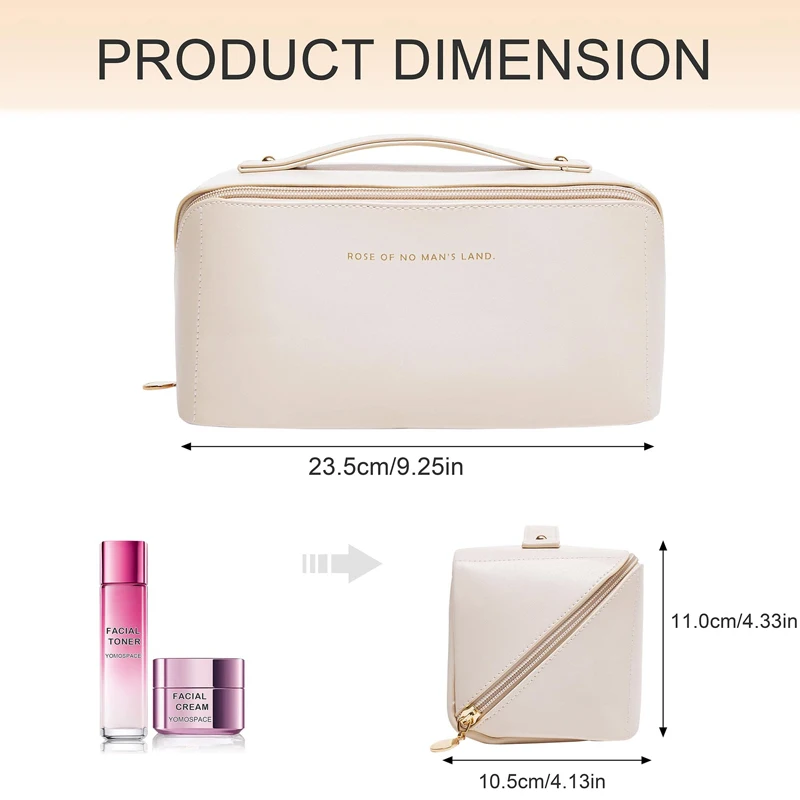 Borsa per cosmetici da viaggio grande per donna Organizzatore per trucchi in pelle Borse per kit da toilette femminile Custodia per trucco Custodia per signora di lusso - immagine 2