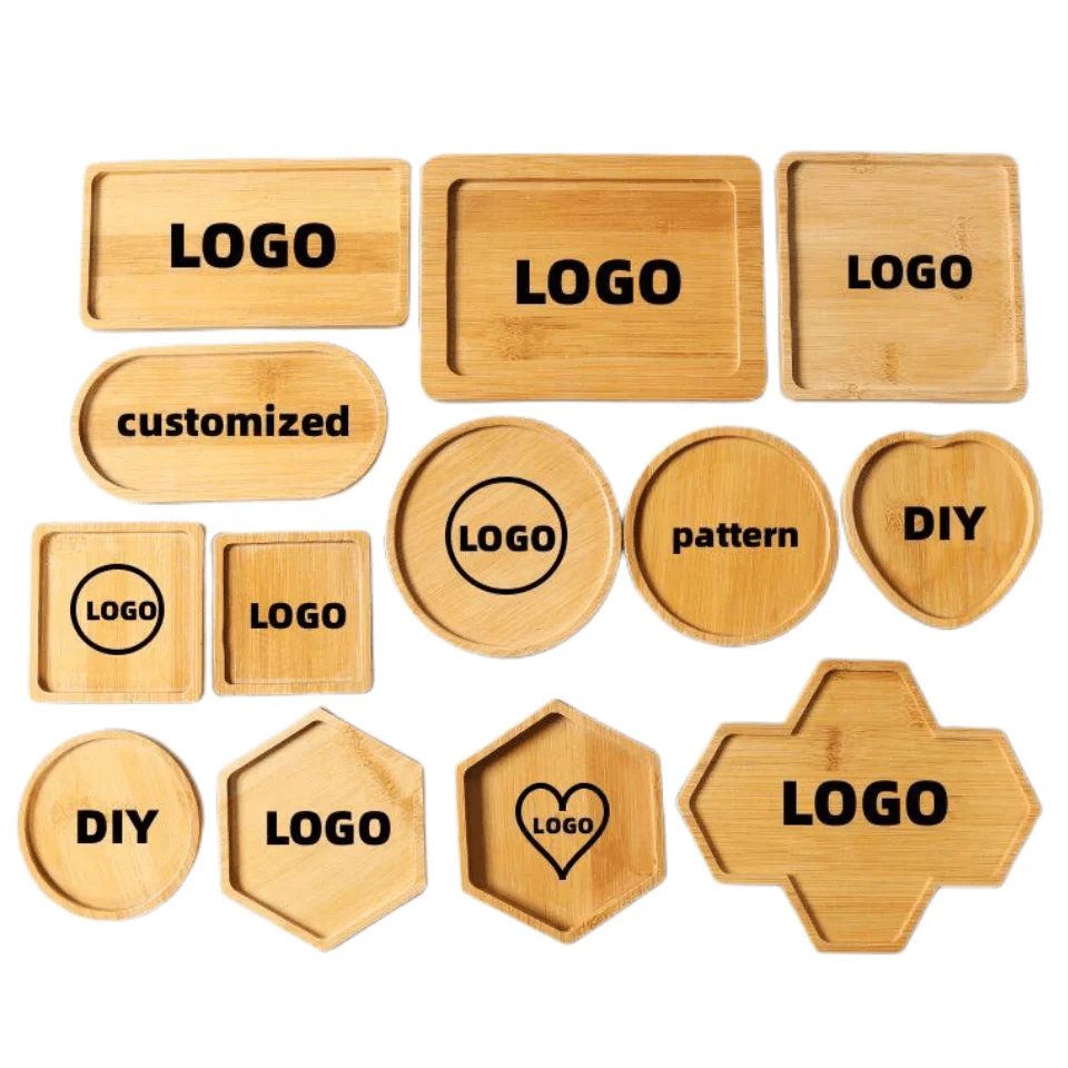Round Bamboo and Wood Dish Cup Mat Tray Serving Tray Restaurant Mini Flowerpot Juicy Pad Suitable for Balcony