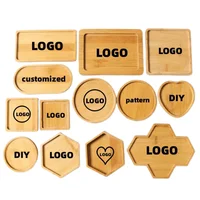 Round Bamboo and Wood Dish Custom Cup Mat Logo Tray Serving Tray Restaurant Tray Mini Flowerpot Juicy Pad Suitable for Balcony 1