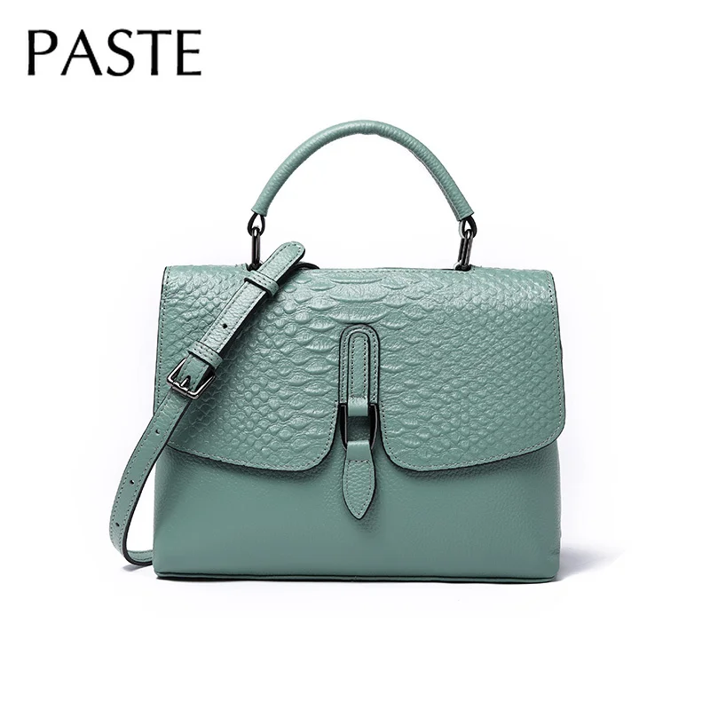 Cowhide Leather Crossbody Bag Mint Green Leather Bags Women New