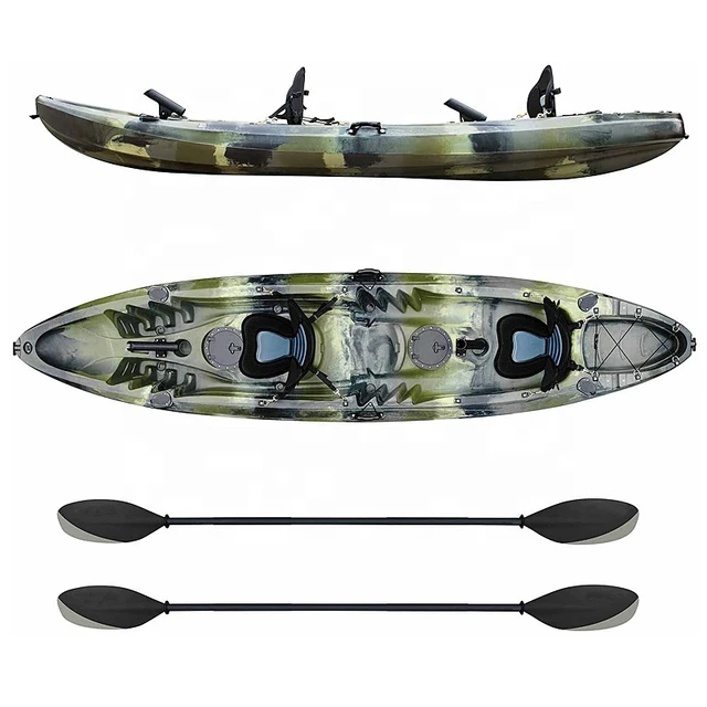 Outdoors Hard Shell Fishing Tandem Kayak, 2 Or 3 Person Sit On Top Kayak  Package With 2 EVA Padded Seats, Includes 2 Aluminum Pa - AliExpress