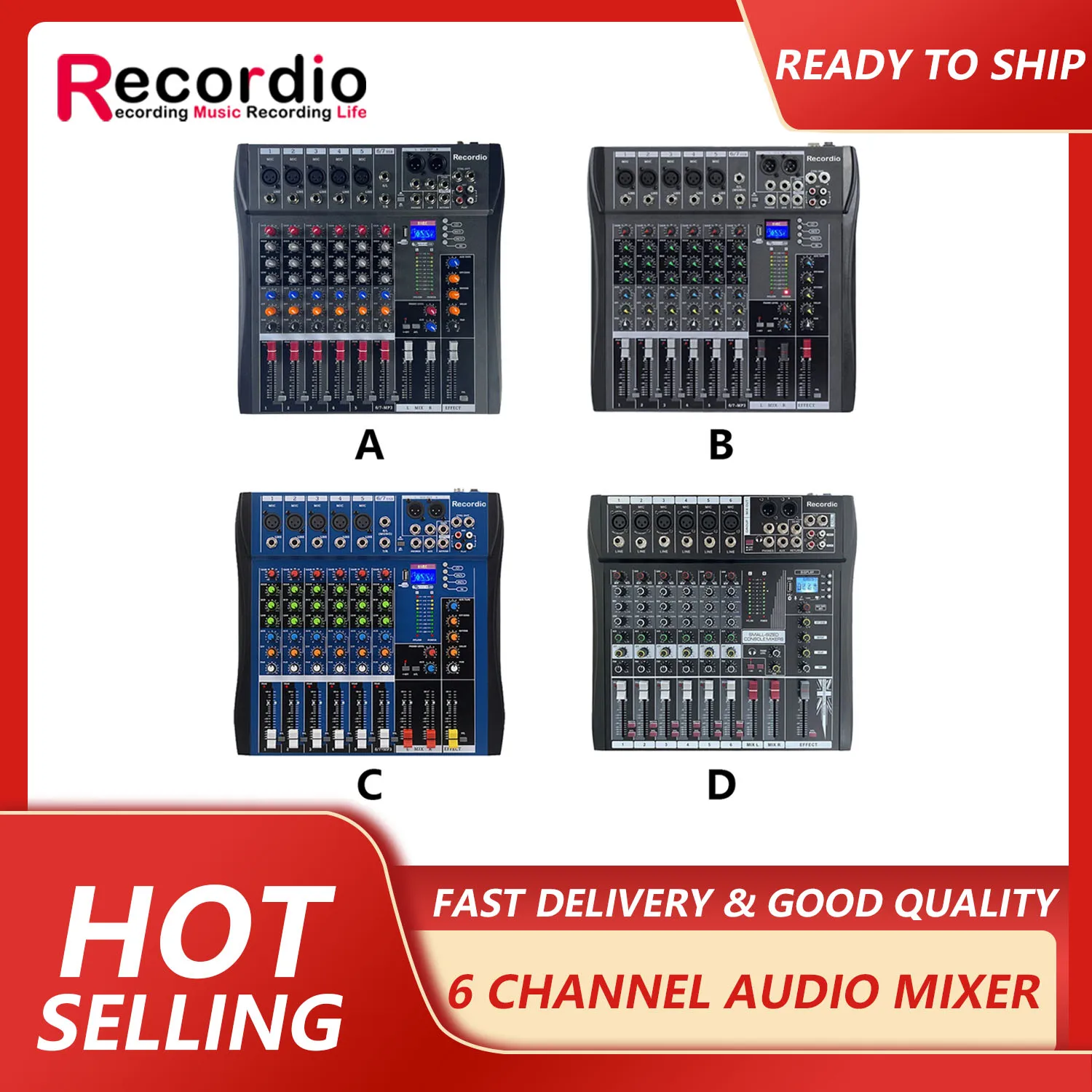 Audio Mixer GAX-CT6 6 Channel Audio Mixing Console Audio Blueteeth With Power Amplifier Mixer