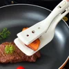 1Pc Egg Flipper Spatula 2 in 1 Grip and Flip Spatula Tongs Silicone Egg Flipper Tool Fish French Toast Tongs Non-Stick Cooking 5
