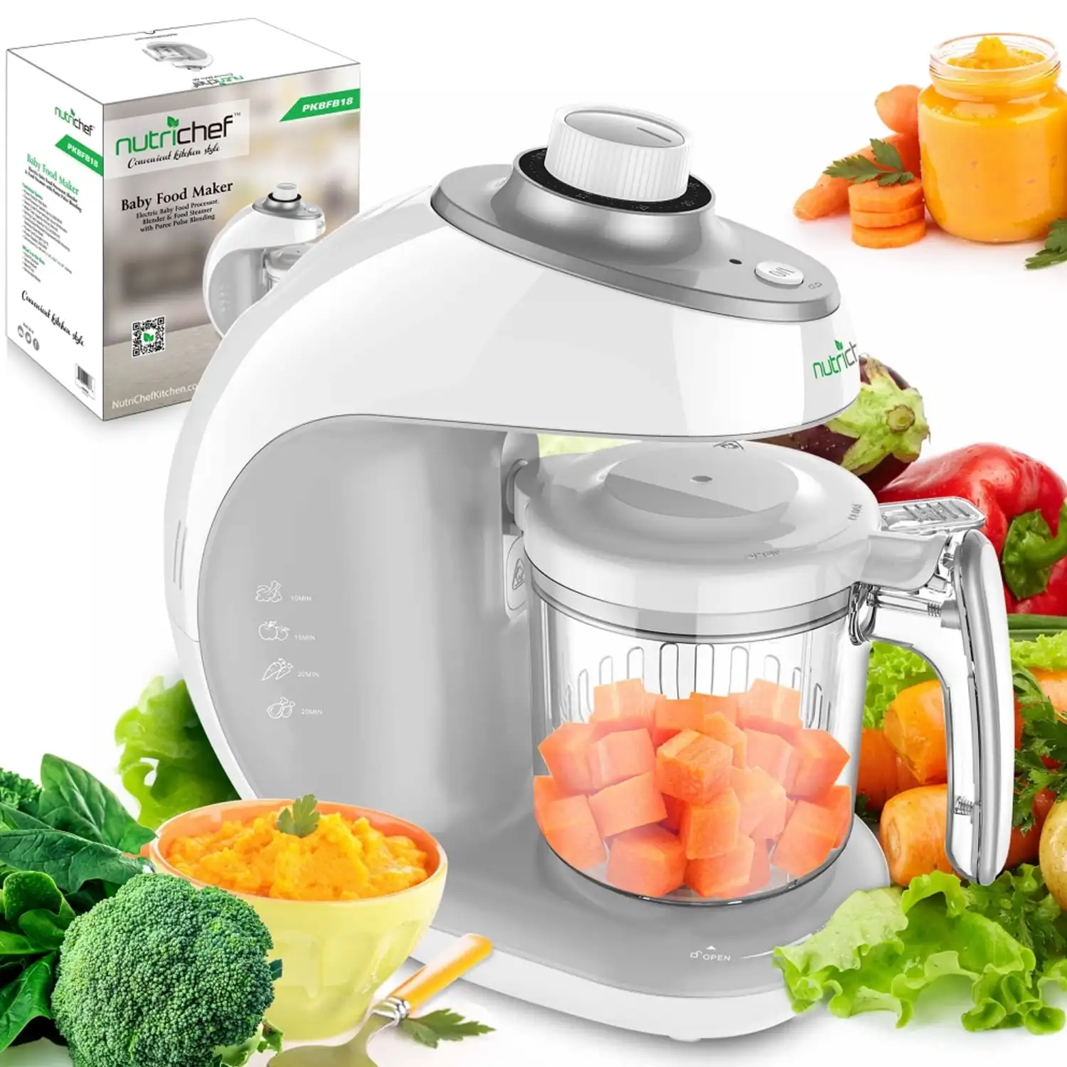 

NutriChef Electric Baby Food Maker Puree Food Processor, Blender, and Steamer