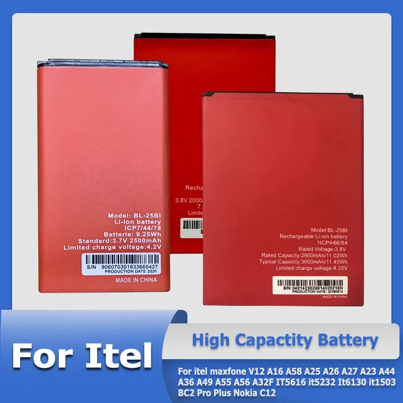 Аккумулятор для itel maxfone V12 A16 A26 A27 A23 A44 A36 A49 A55 A56 A58 A25 A32F IT5616 it5232 It6130 it1503 BC2 Pro Plus Nokia C12