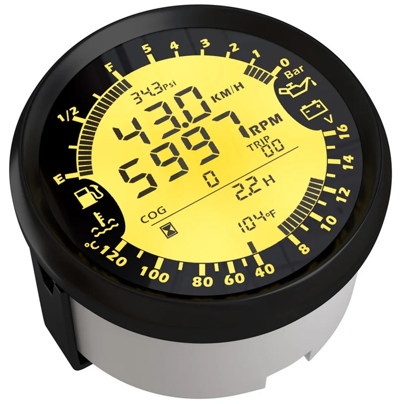 Instrumento Auto Tuning velocímetros GPS, 6 em 1, 0-999km tacômetros, combustível Nível Gauges, 0-5bar Medidores de pressão de óleo, 8-16V Voltímetros