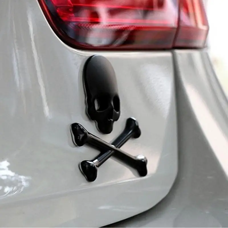 Autocollant Crâne Métal 3D Pour Voiture, Moto – Dimensions 6,8x4,2 Cm – Adhésif Solide, Imperméable – Décoration Style Tuning, Personnalisation