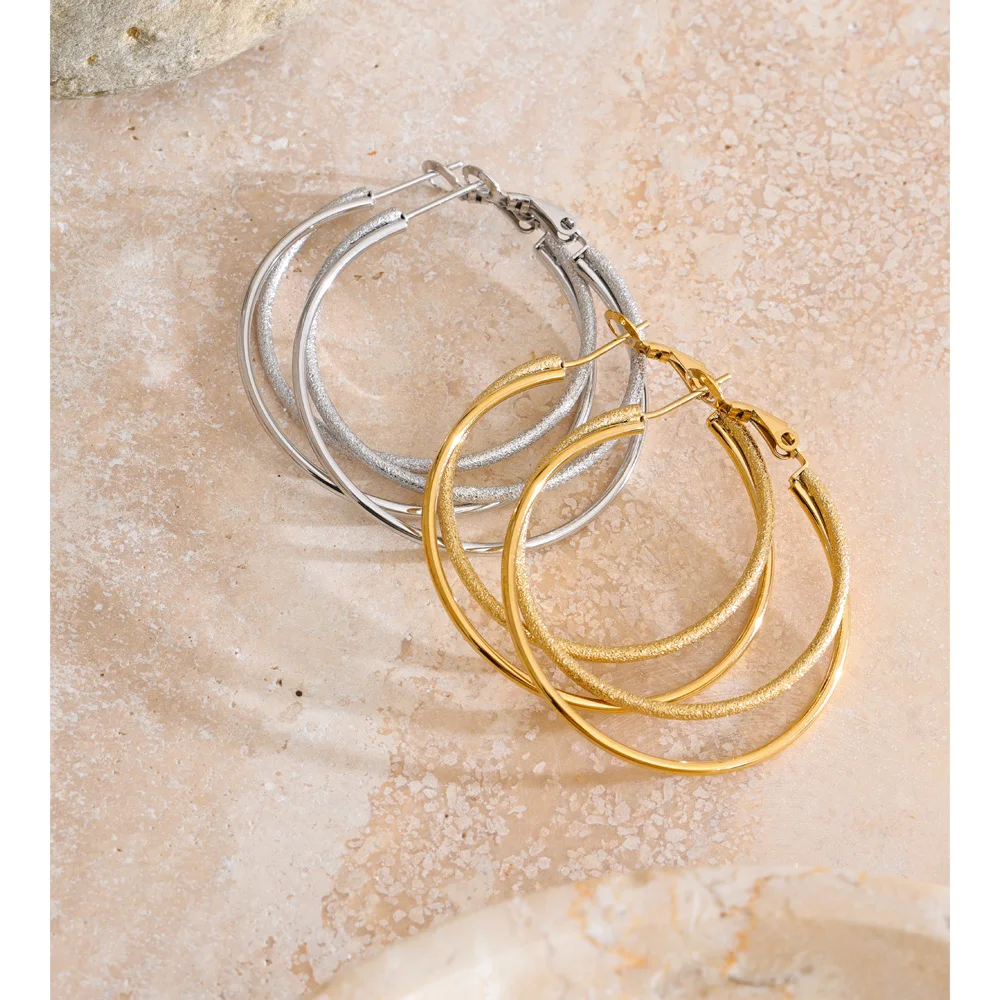 Yhpup Round Hoop Earrings Stainless Steel Daily Use