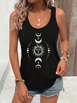 printed Summer women's loose and personalized dream catcher mesh printed vest top T-shirt comfortable sleeveless 1