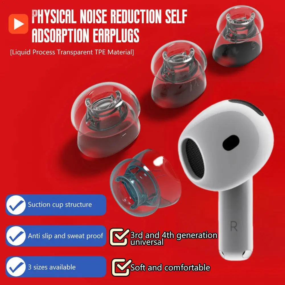 Enhanced Anti-Slip Silicone Ear Tip Covers for Noise Cancelling Earbuds