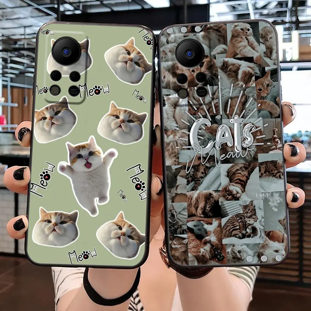 

Line Art Funny Cute Cat Phone Funda Case For Infinix TECNO SPARK 7 6 Go 5 HOT 20 20I 20S 12 12I 11 11S 10 10I 10S 8 9 Case Shell