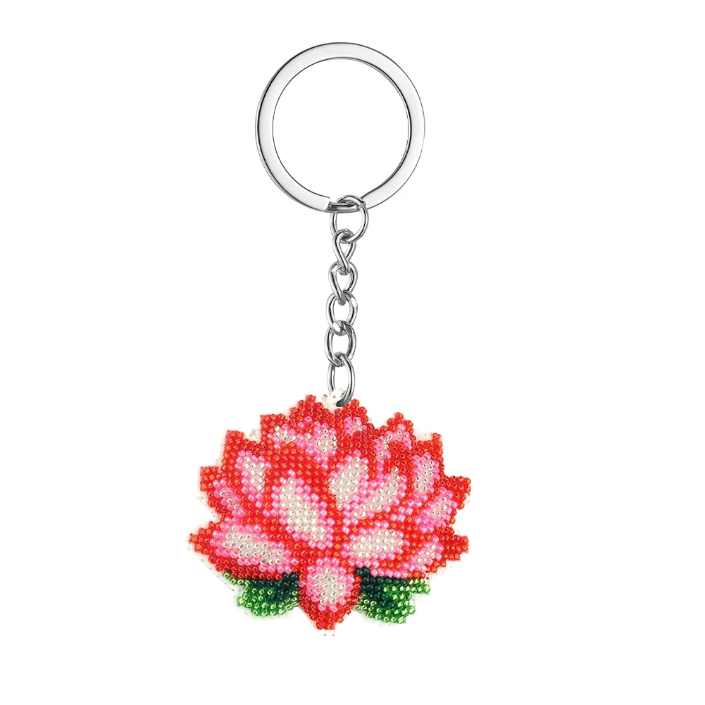 Cross Stitch Bead Keychain Exquisite Keychain Pendant Beaded Embroidery Kit DIY Cross Stitch Keyring For Adults Beginners embroidery kits