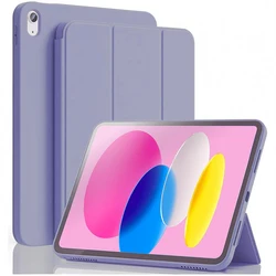 Premium Faux Leather Tri - Fold Tablet Case with Auto Sleep/Wake Functionality - iPad Mini 7 (Soft purple)