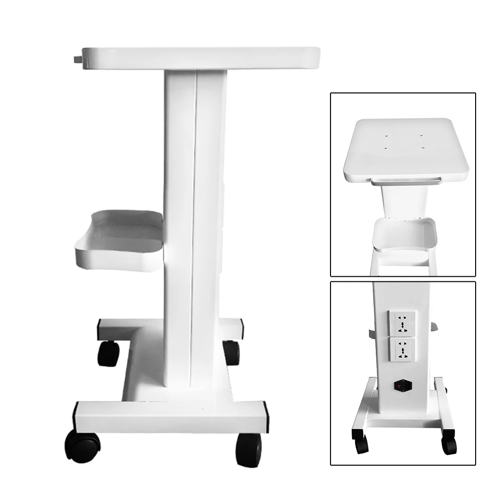 Salon Trolley Beauty Instrument Cart with Socket and Pulley Storage Rack Shelf 220V/110V