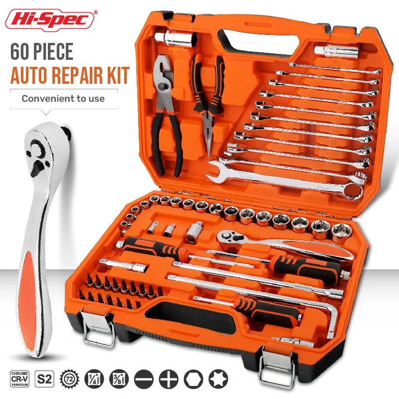 HiSpec General 42Pcs Auto Repair Kit 1/4 Household Repair Hand Tool