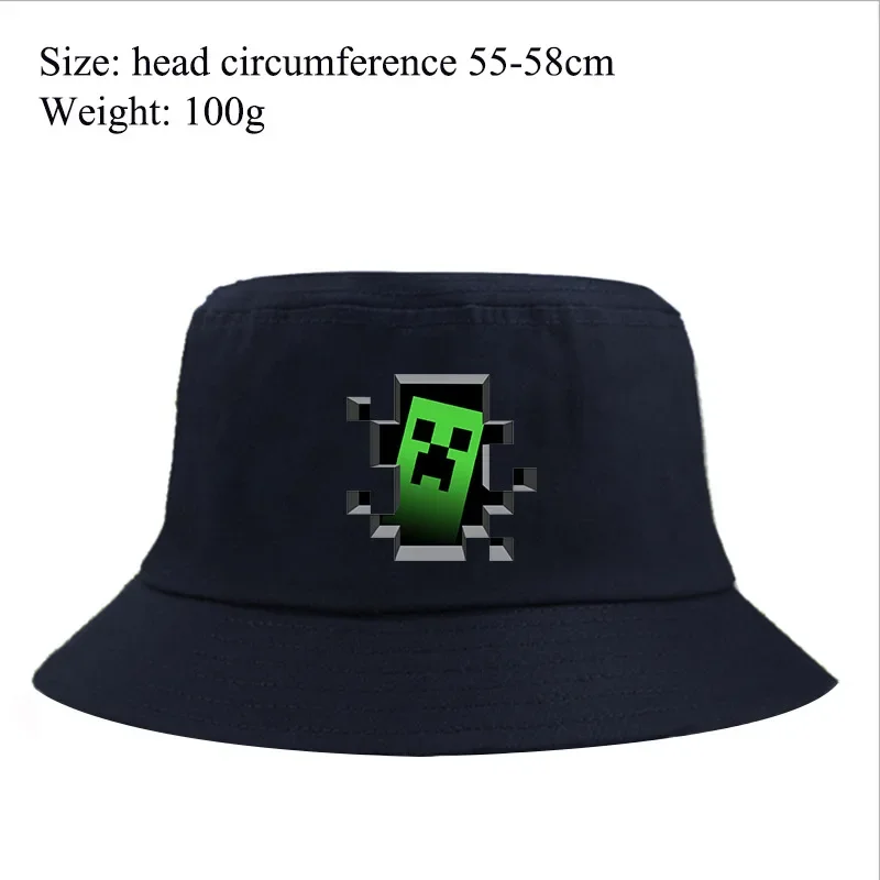 Minecraft Cartoon Creeper Fishermen Hat Anime Men Fashion Summer Outdoor Bucket Hat Trend Casual Travel Hip Hop Sunscreen